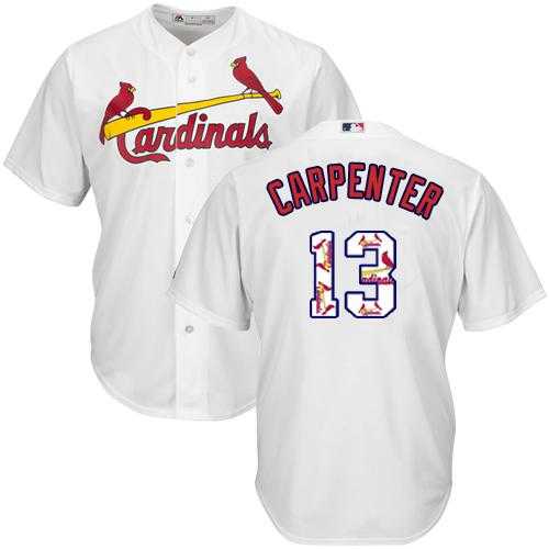 St.Louis Cardinals #13 Matt Carpenter White Team Logo Fashion Stitched MLB Jersey