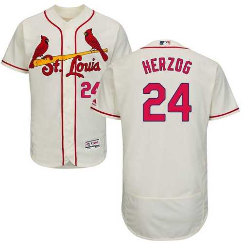 St.Louis Cardinals #24 Whitey Herzog Cream Flexbase Authentic Collection Stitched MLB Jersey