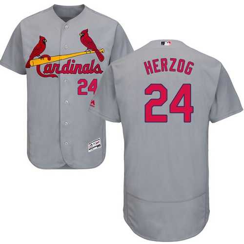 St.Louis Cardinals #24 Whitey Herzog Grey Flexbase Authentic Collection Stitched MLB Jersey