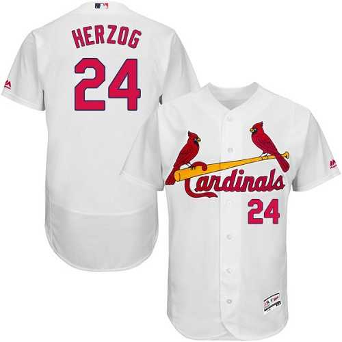 St.Louis Cardinals #24 Whitey Herzog White Flexbase Authentic Collection Stitched MLB Jersey