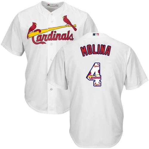 St.Louis Cardinals #4 Yadier Molina White Team Logo Fashion Stitched MLB Jersey