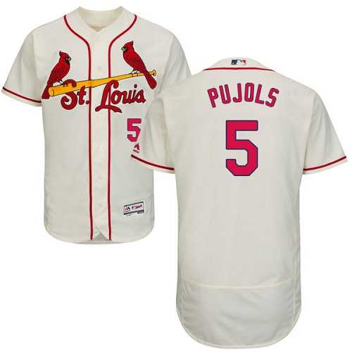 St.Louis Cardinals #5 Albert Pujols Cream Flexbase Authentic Collection Stitched MLB Jersey