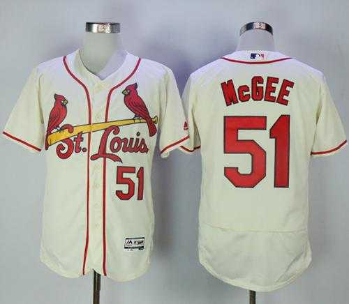 St.Louis Cardinals #51 Willie McGee Cream Flexbase Authentic Collection Stitched MLB Jersey