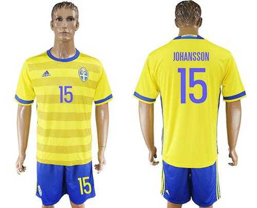 Sweden #15 Johansson Home Soccer Country Jersey
