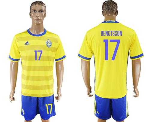 Sweden #17 Bengtsson Home Soccer Country Jersey