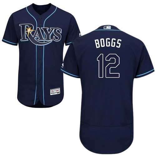 Tampa Bay Rays #12 Wade Boggs Dark Blue Flexbase Authentic Collection Stitched MLB Jersey