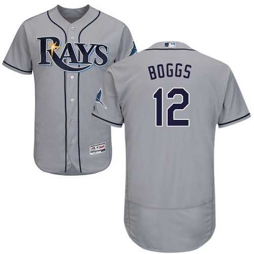 Tampa Bay Rays #12 Wade Boggs Grey Flexbase Authentic Collection Stitched MLB Jersey