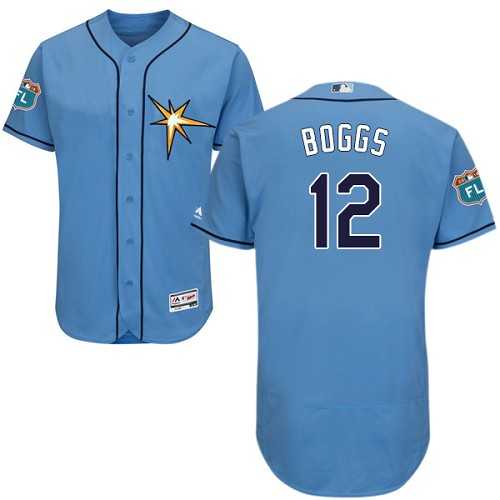 Tampa Bay Rays #12 Wade Boggs Light Blue Flexbase Authentic Collection Stitched MLB Jersey