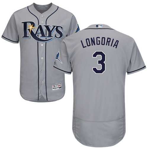 Tampa Bay Rays #3 Evan Longoria Grey Flexbase Authentic Collection Stitched MLB Jersey