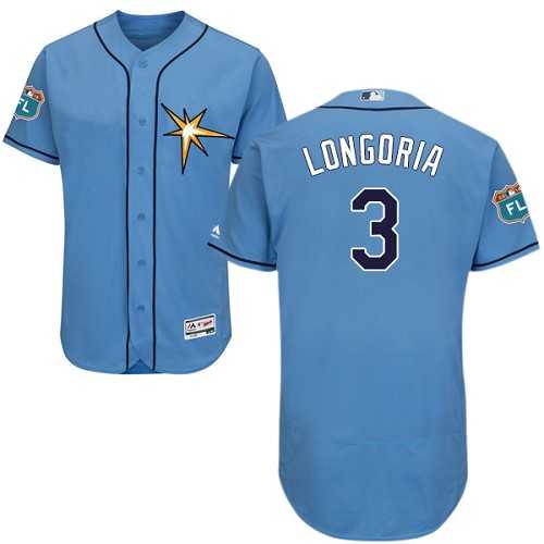 Tampa Bay Rays #3 Evan Longoria Light Blue Flexbase Authentic Collection Stitched MLB Jersey