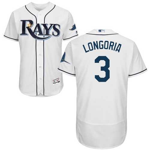 Tampa Bay Rays #3 Evan Longoria White Flexbase Authentic Collection Stitched MLB Jersey