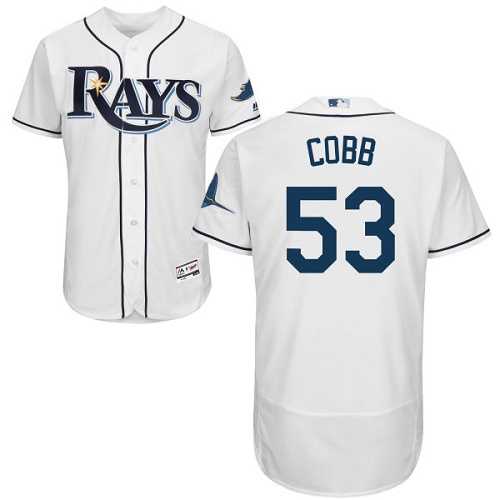 Tampa Bay Rays #53 Alex Cobb White Flexbase Authentic Collection Stitched MLB Jersey Tampa Bay Rays #53 Alex Cobb White Flexbase Authentic Collection Stitched MLB Jersey