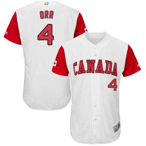 Team Canada #4 Pete Orr White 2017 World Baseball Classic Authentic Stitched MLB Jersey