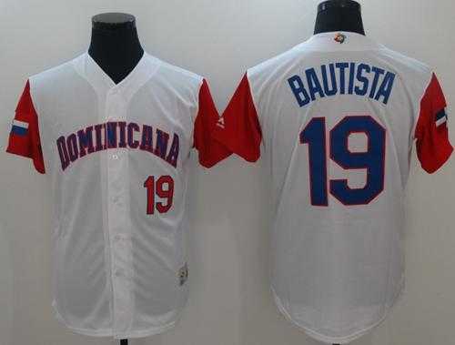 Team Dominican Republic #19 Jose Bautista White 2017 World Baseball Classic Authentic Stitched MLB Jersey