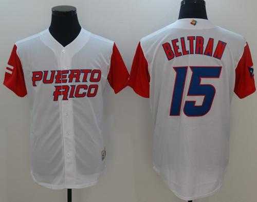 Team Puerto Rico #15 Carlos Beltran White 2017 World Baseball Classic Authentic Stitched MLB Jersey