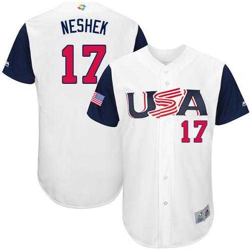 Team USA #17 Pat Neshek White 2017 World Baseball Classic Authentic Stitched MLB Jersey