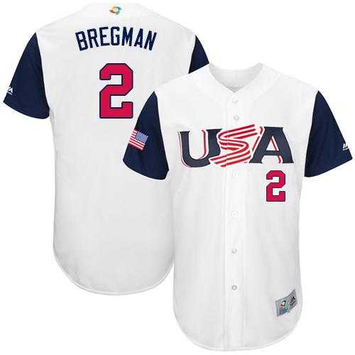 Team USA #2 Alex Bregman White 2017 World Baseball Classic Authentic Stitched MLB Jersey