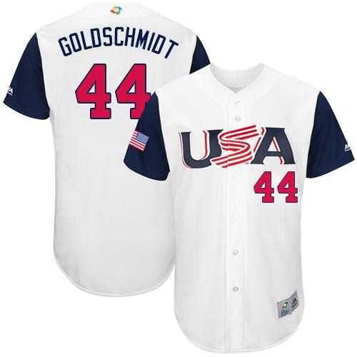 Team USA #44 Paul Goldschmidt White 2017 World Baseball Classic Authentic Stitched MLB Jersey