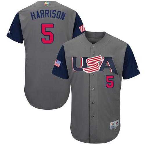 Team USA #5 Josh Harrison Gray 2017 World Baseball Classic Authentic Stitched MLB Jersey