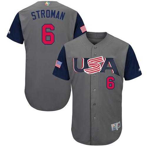 Team USA #6 Marcus Stroman Gray 2017 World Baseball Classic Authentic Stitched MLB Jersey