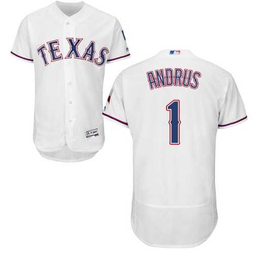 Texas Rangers #1 Elvis Andrus White Flexbase Authentic Collection Stitched MLB Jersey