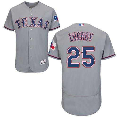 Texas Rangers #25 Jonathan Lucroy Grey Flexbase Authentic Collection Stitched MLB Jersey