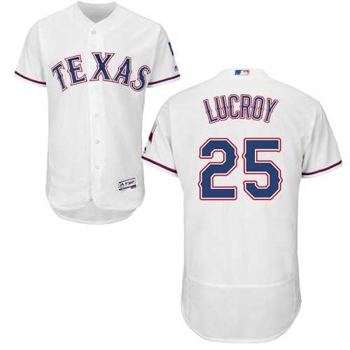Texas Rangers #25 Jonathan Lucroy White Flexbase Authentic Collection Stitched MLB Jersey
