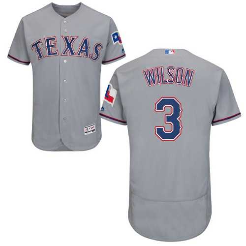 Texas Rangers #3 Russell Wilson Grey Flexbase Authentic Collection Stitched MLB Jersey