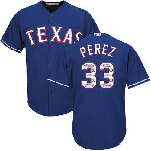 Texas Rangers #33 Martin Perez Blue Team Logo Fashion Stitched MLB Jersey