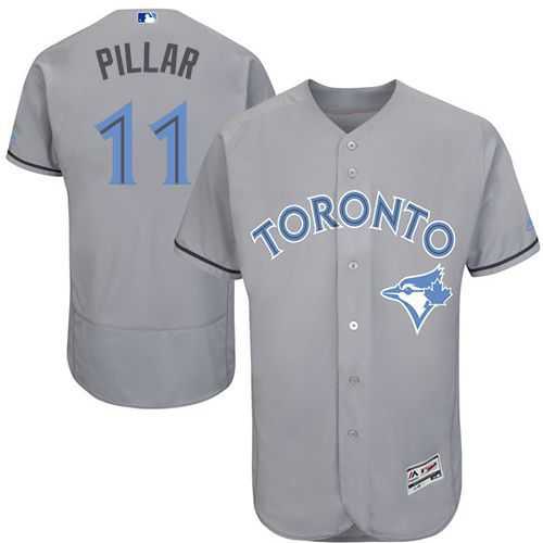 Toronto Blue Jays #11 Kevin Pillar Grey Flexbase Authentic Collection Father's Day Stitched MLB Jersey