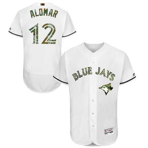 Toronto Blue Jays #12 Roberto Alomar White Flexbase Authentic Collection Memorial Day Stitched MLB Jersey