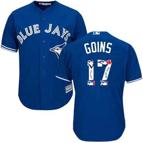 Toronto Blue Jays #17 Ryan Goins Blue Team Logo Fashion Stitched MLB Jersey