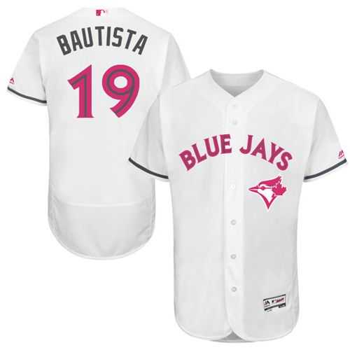 Toronto Blue Jays #19 Jose Bautista White Flexbase Authentic Collection Mother's Day Stitched MLB Jersey