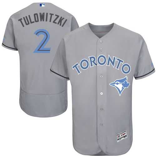 Toronto Blue Jays #2 Troy Tulowitzki Grey Flexbase Authentic Collection Father's Day Stitched MLB Jersey