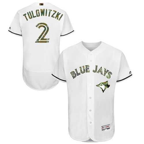 Toronto Blue Jays #2 Troy Tulowitzki White Flexbase Authentic Collection Memorial Day Stitched MLB Jersey