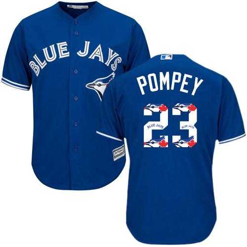Toronto Blue Jays #23 Dalton Pompey Blue Team Logo Fashion Stitched MLB Jersey
