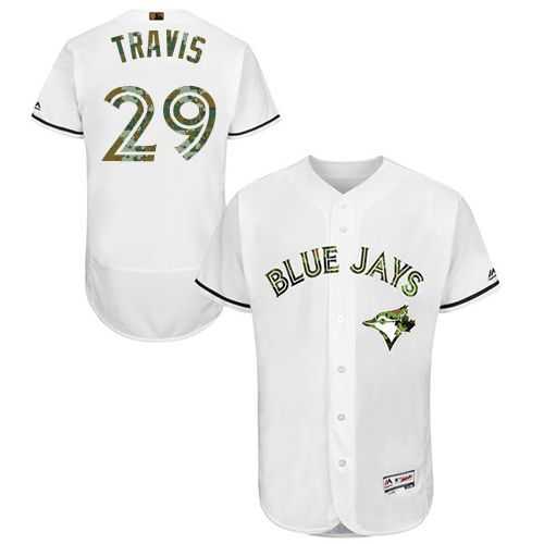 Toronto Blue Jays #29 Devon Travis White Flexbase Authentic Collection Memorial Day Stitched MLB Jersey