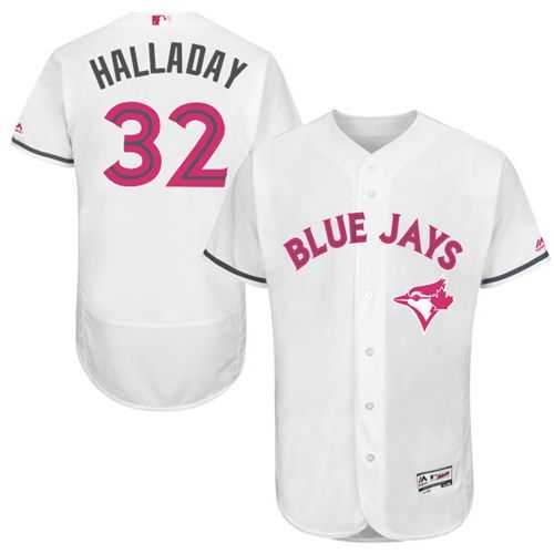 Toronto Blue Jays #32 Roy Halladay White Flexbase Authentic Collection Mother's Day Stitched MLB Jersey
