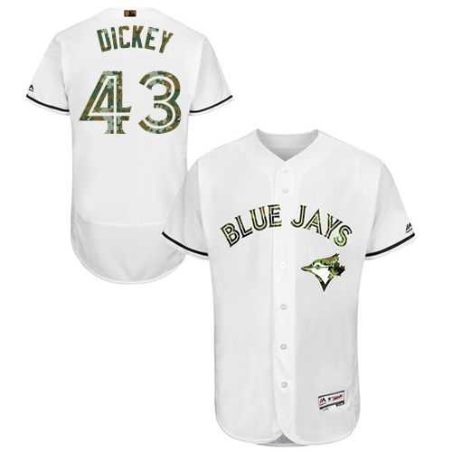 Toronto Blue Jays #43 R.A. Dickey White Flexbase Authentic Collection Memorial Day Stitched MLB Jersey