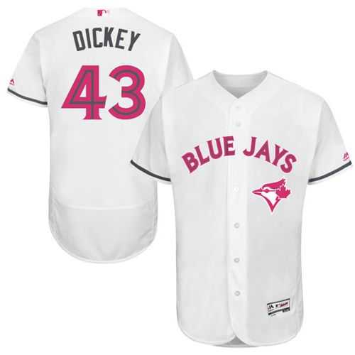 Toronto Blue Jays #43 R.A. Dickey White Flexbase Authentic Collection Mother's Day Stitched MLB Jersey