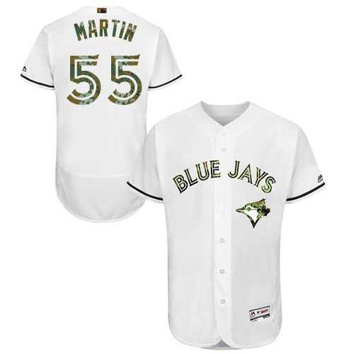 Toronto Blue Jays #55 Russell Martin White Flexbase Authentic Collection Memorial Day Stitched MLB Jersey
