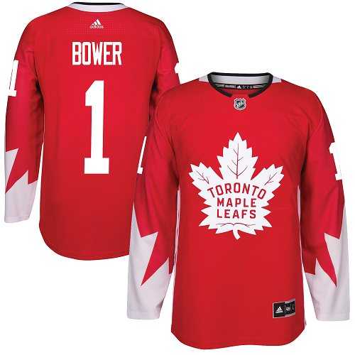 Toronto Maple Leafs #1 Johnny Bower Red Alternate Stitched NHL Jersey