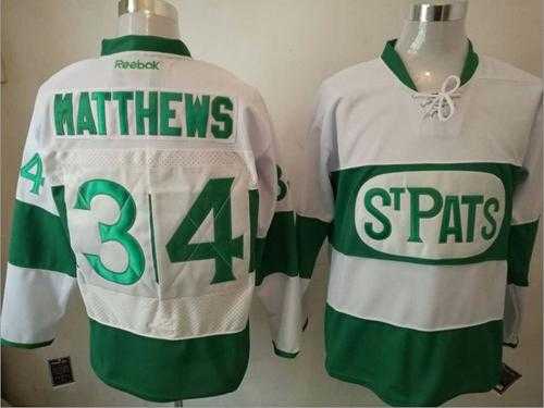 Toronto Maple Leafs #34 Auston Matthews White Green St. Patrick's Day Stitched NHL Jersey Toronto Maple Leafs #34 Auston Matthews White Green St. Patrick's Day Stitched NHL Jersey