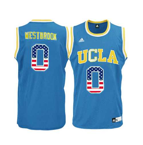 UCLA Bruins #0 Russell Westbrook Blue USA Flag Pac 12 College Basketball Jersey
