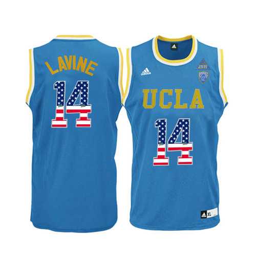 UCLA Bruins #14 Zach LaVine Blue USA Flag Pac 12 College Basketball Jersey