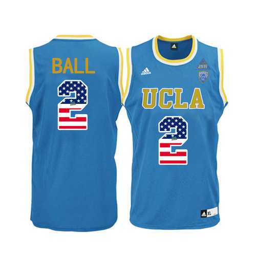 UCLA Bruins #2 Lonzo Ball Blue USA Flag Pac 12 College Basketball Jersey