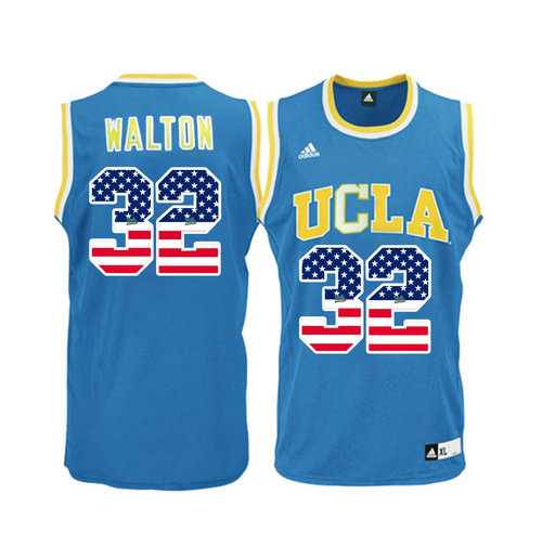 UCLA Bruins #32 Bill Walton Blue USA Flag Pac 12 College Basketball Jersey
