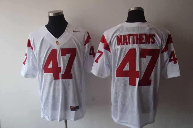 USC Trojans #47 Clay Matthews White Stitched NCAA Jersey