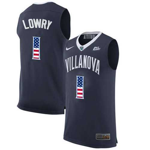 Villanova Wildcats #1 Kyle Lowry Navy College Basketball Jersey