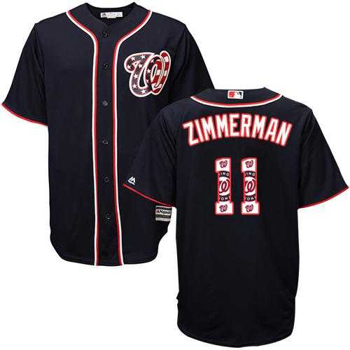 Washington Nationals #11 Ryan Zimmerman Navy Blue Team Logo Fashion Stitched MLB Jersey